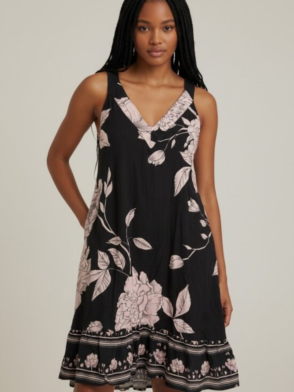 NWT Maaji Floral Mini Dress – M – Black/Pink Eco Viscose- MSRP $130